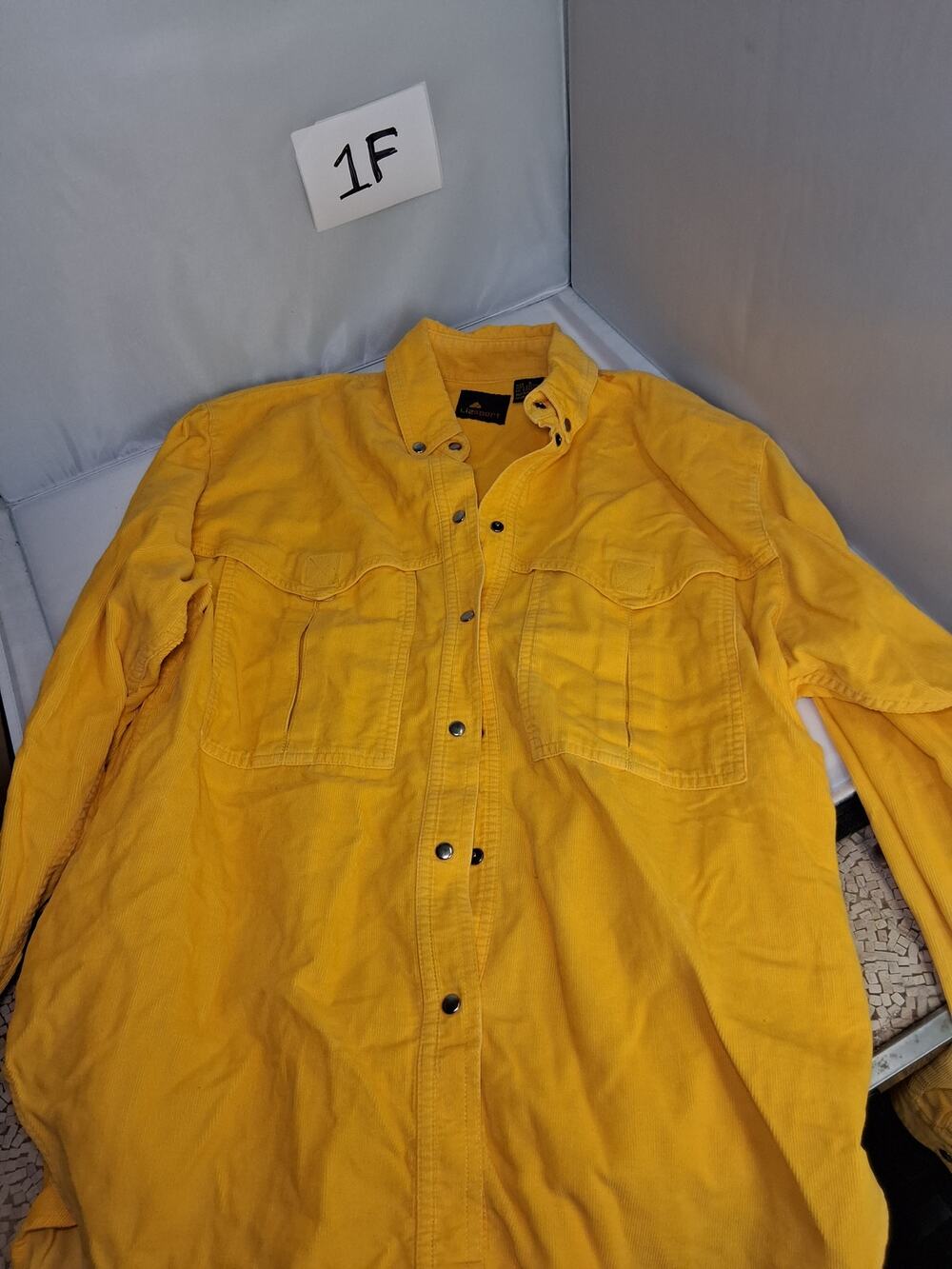 1F Vintage Liz Claiborne LizSport Yellow Corduroy Shirt Size Small